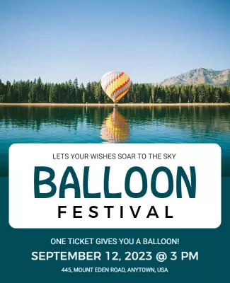 Bright Sky Blue Hot Air Balloon Festival Poster Template