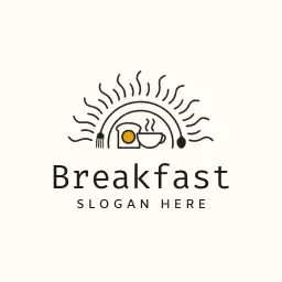 Bright Sun and Coffee Cup Illustrating Breakfast Logo Template