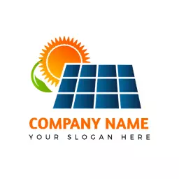 Bright Sun and Solar Panels Representing Renewable Energy Logo Template