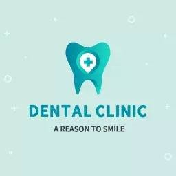 Bright Teal and Light Blue Dental Clinic Promoting Health Logo Template