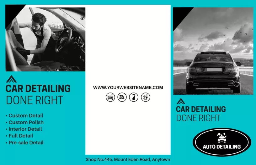 Bright Teal Car Detailing Services Price List Brochure Template