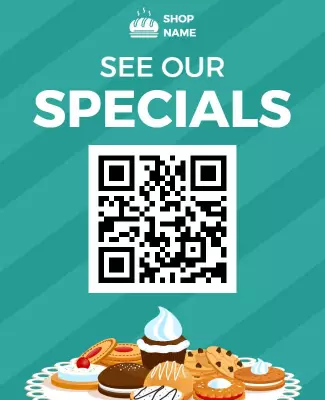 Bright Teal Dessert Shop Specials Advertisement Poster Template