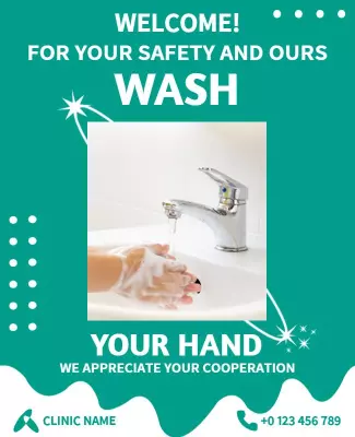 Bright Teal Health Hygiene Awareness Reminder Poster Template