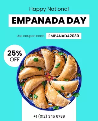 Bright Teal National Empanada Day Celebration Poster Template