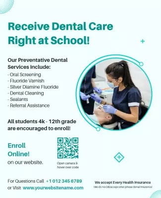 Bright Teal School Dental Care Promotion Poster Template
