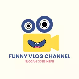 Bright Yellow and Blue Character for Vlogger Channel Logo Template