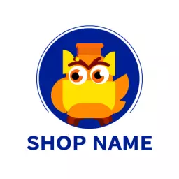 Bright Yellow and Blue Retro Character Design Logo Template