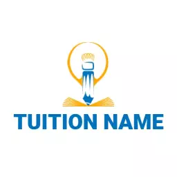 Bright Yellow and Blue Tuition Center Logo with Learning Elements Logo Template