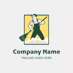 Bright Yellow and Green Cleaning Service Professional Logo Template