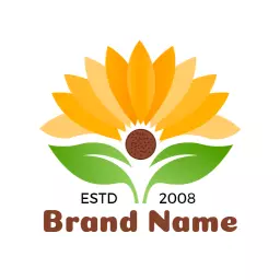 Bright Yellow and Green Sunflower Symbolizing Natural Beauty Logo Template