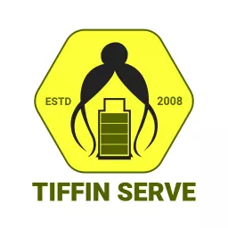 Bright Yellow and Green Tiffin Delivery Service Logo Template