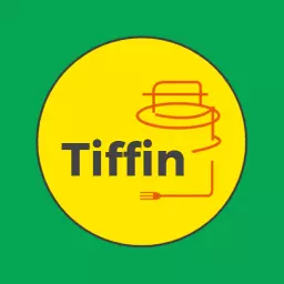 Bright Yellow and Green Tiffin Food Delivery Service Logo Template