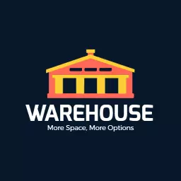 Bright Yellow and Orange Warehouse Structure with Space Options Logo Template
