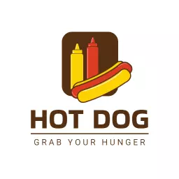 Bright Yellow and Red Hotdog Design Celebrating Deliciousness Logo Template