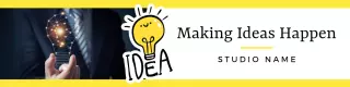 Bright Yellow Background with Creative Ideas LinkedIn Banner Template