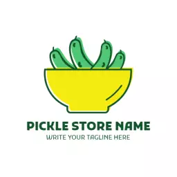 Bright Yellow Bowl of Fresh Pickles for Your Store Logo Template
