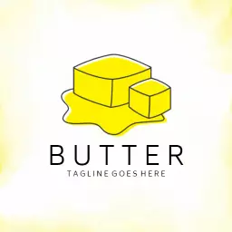 Bright Yellow Butter Cubes and Melting Design Logo Template