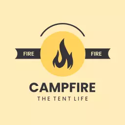 Bright Yellow Campfire Design Featuring Outdoor Adventure Logo Template
