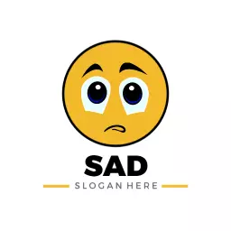 Bright Yellow Cartoon Emoticon Expressing Sadness Logo Template