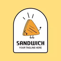 Bright Yellow Cartoon Sandwich Design for Food Branding Logo Template