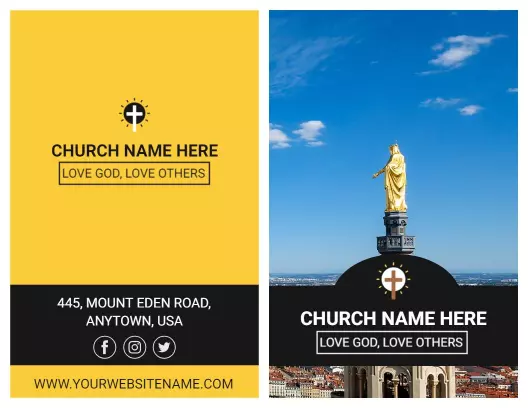 Bright Yellow Church Community Invitation and Service Brochure Template