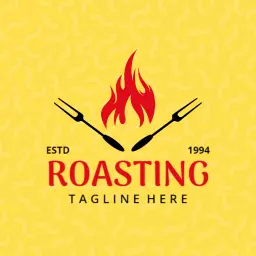 Bright Yellow Culinary Theme Celebrating Roasting Food Logo Template