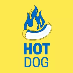Bright Yellow Design Featuring Hotdog on Fire Logo Template