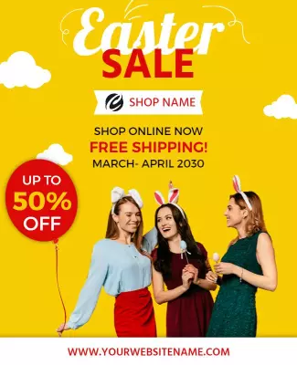 Bright Yellow Easter Sale Celebration Poster Template