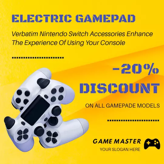 Bright Yellow Electric Gamepad Discount for Gaming Accessories Ad Template