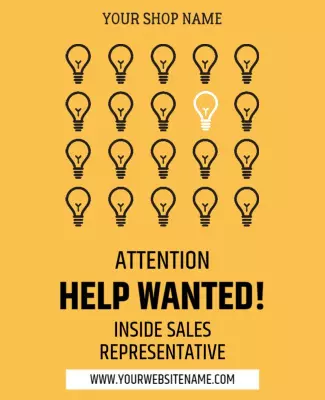 Bright Yellow Eye-Catching Help Wanted Job Flyer Template