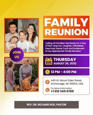Bright Yellow Family Reunion Celebration Poster Template