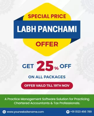 Bright Yellow Festive Labh Panchami Discount Offer Poster Template