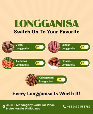 Bright Yellow Flavorful Longganisa Variety Promotion Poster Template