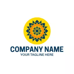Bright Yellow Floral Mandala Design Representing Tiles Logo Template