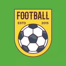 Bright Yellow Football Badge Featuring Classic Soccer Icon Logo Template