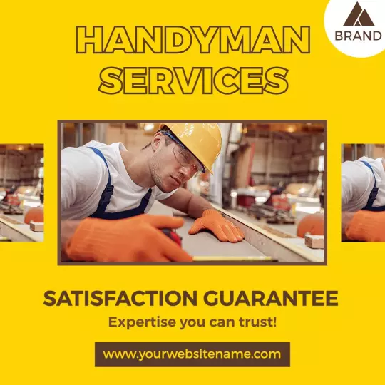 Bright Yellow Handyman Services with Satisfaction Guarantee Ad Template