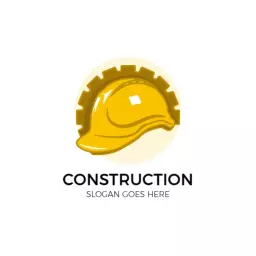 Bright Yellow Hard Hat Symbolizing Professional Construction Logo Template