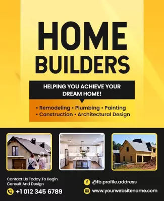 Bright Yellow Home Builders Services Promotion Flyer Template
