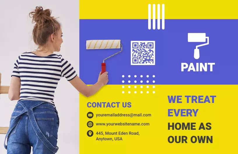 Bright Yellow Home Painting Services Free Estimates Brochure Template