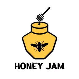 Bright Yellow Honey Jar with Bee Design for Jam Logo Template