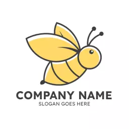 Bright Yellow Honeybee Design Representing Nature's Bees Logo Template