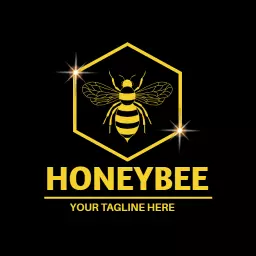 Bright Yellow Honeybee Design with Elegant Hexagonal Logo Template