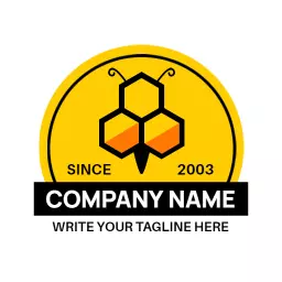 Bright Yellow Honeybee Logo Representing Natural Sweetness Logo Template