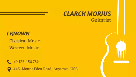 Bright Yellow Laser Cut Guitarist Business Card Template