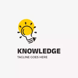 Bright Yellow Light Bulb Symbolizing Knowledge Growth Logo Template