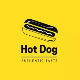 Bright Yellow Logo Featuring Authentic Hotdog Design Logo Template