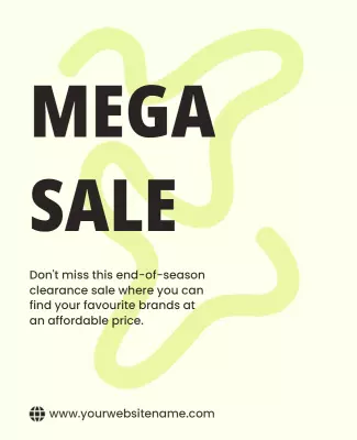 Bright Yellow Minimalist End-of-Season Mega Sale Poster Template