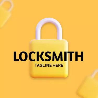 Bright Yellow Minimalist Locksmith Services Business Card Template