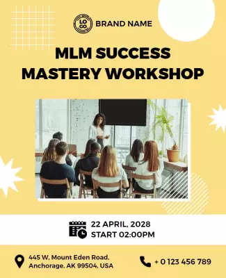 Bright Yellow MLM Success Mastery Workshop Poster Template