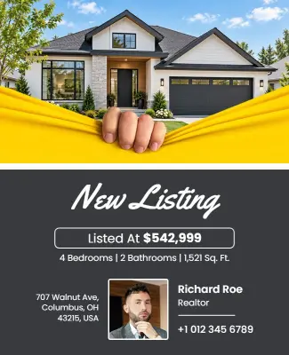 Bright Yellow Modern Home Sale Announcement Flyer Template